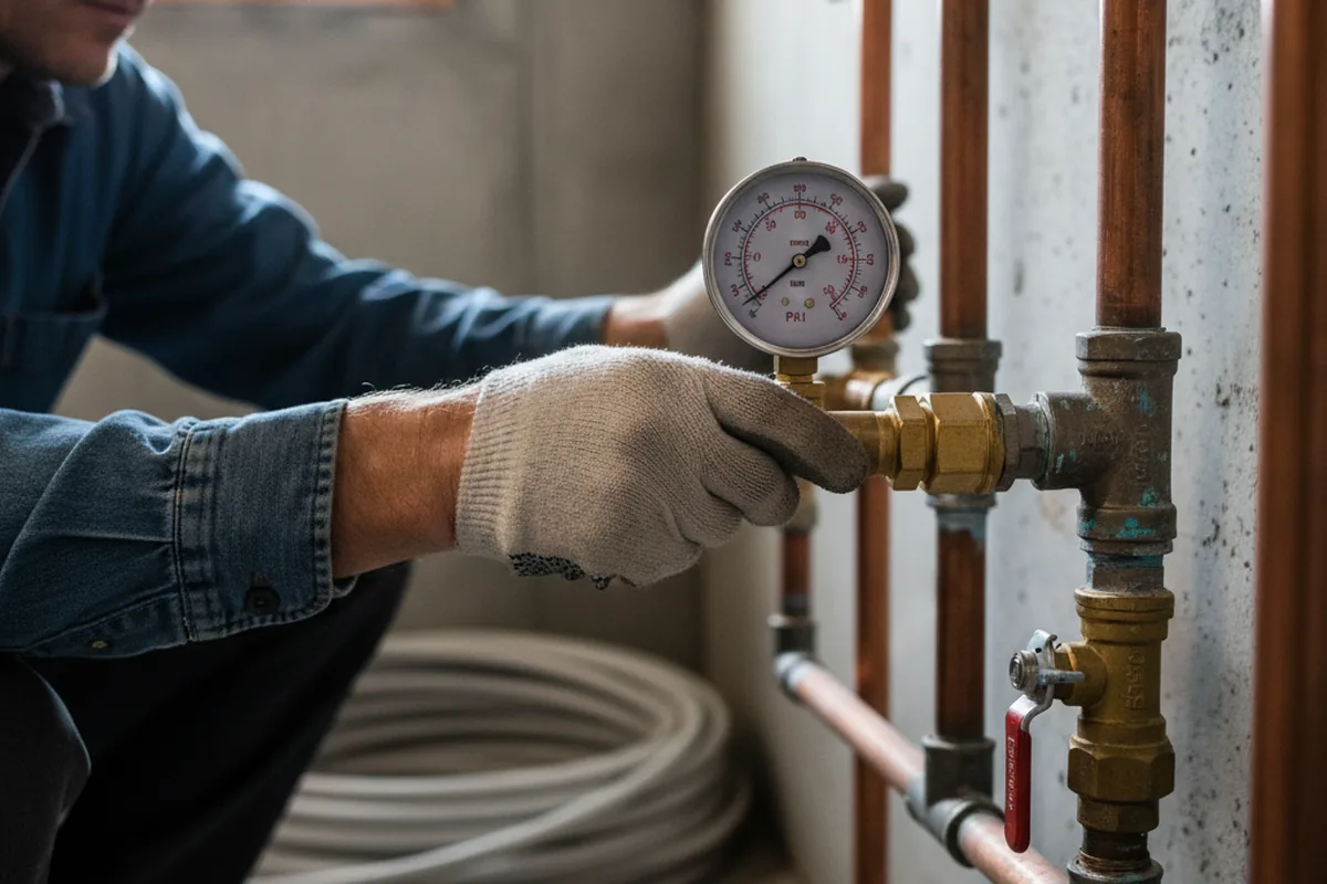 Pressure testing a repaired line during Water Line Repair in Rayle